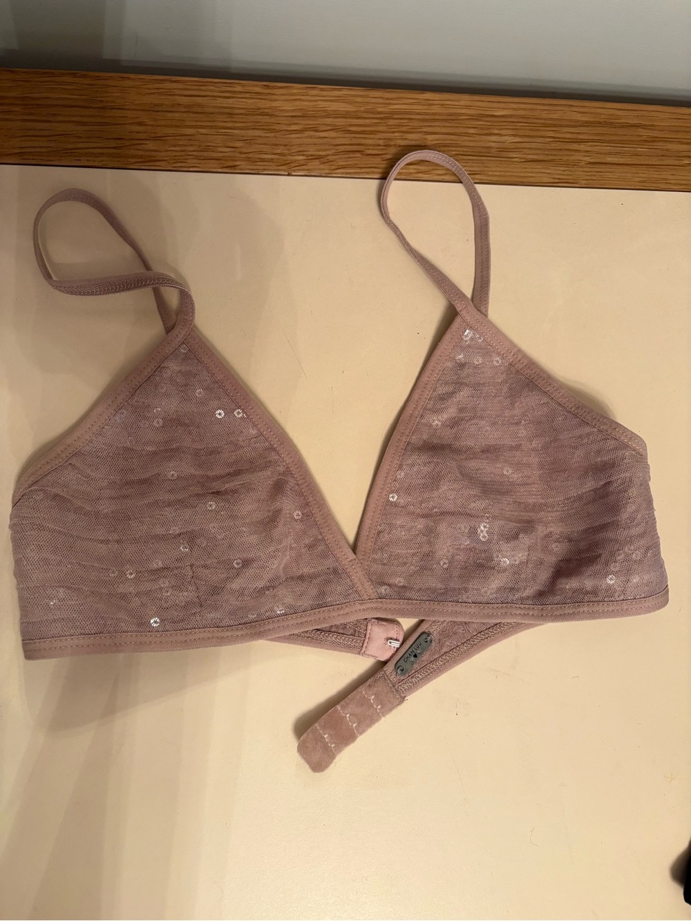 Chan Luu Mauve Pink Sequin Triangle Bralette